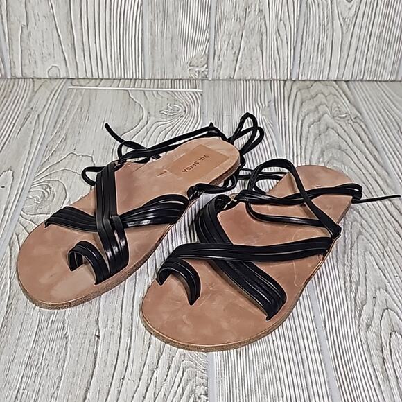 Via Spiga Allegra Ankle Wrap Black Leather Sandals Womens Size 6.5 New - Picture 11 of 13